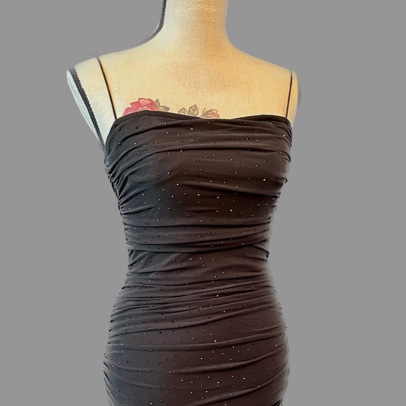Windsor Sleeveless Rhinestone Bodycon Dress, Mini, Black, Size Small - Picture 6 of 13